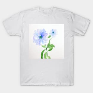 Blue Watercolor Flower T-Shirt